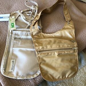 Lot of. Two Adjustable Around The Neck Outdoors Beige Travel Neck Pouch